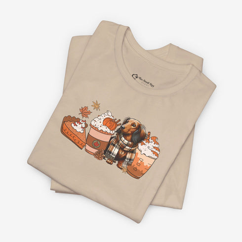 Longhaired Dachshund Fall Tee - Dachshund T- Shirt for Women